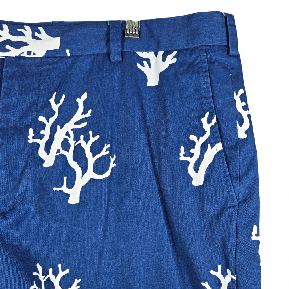 Brooks Brothers Bermuda Shorts Mens 40 Blue Coral Print Cotton Chino 10